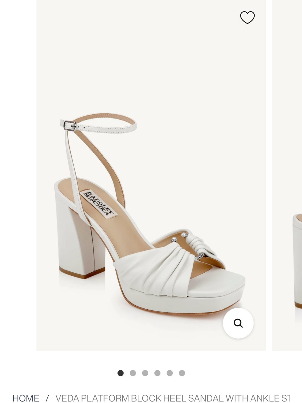 Badgley Mischka White Veda Platform Block Heel Sandal